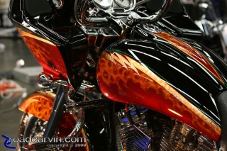 Red Flaming Road Glide: Paul Aliotti's drop-dead gorgeous flamed Road Glide...